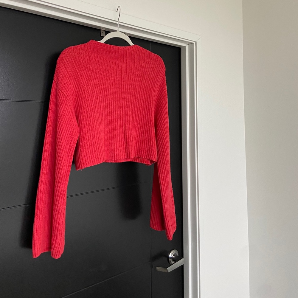 MONKI Coral Knit Sweater with Bell Sleeves